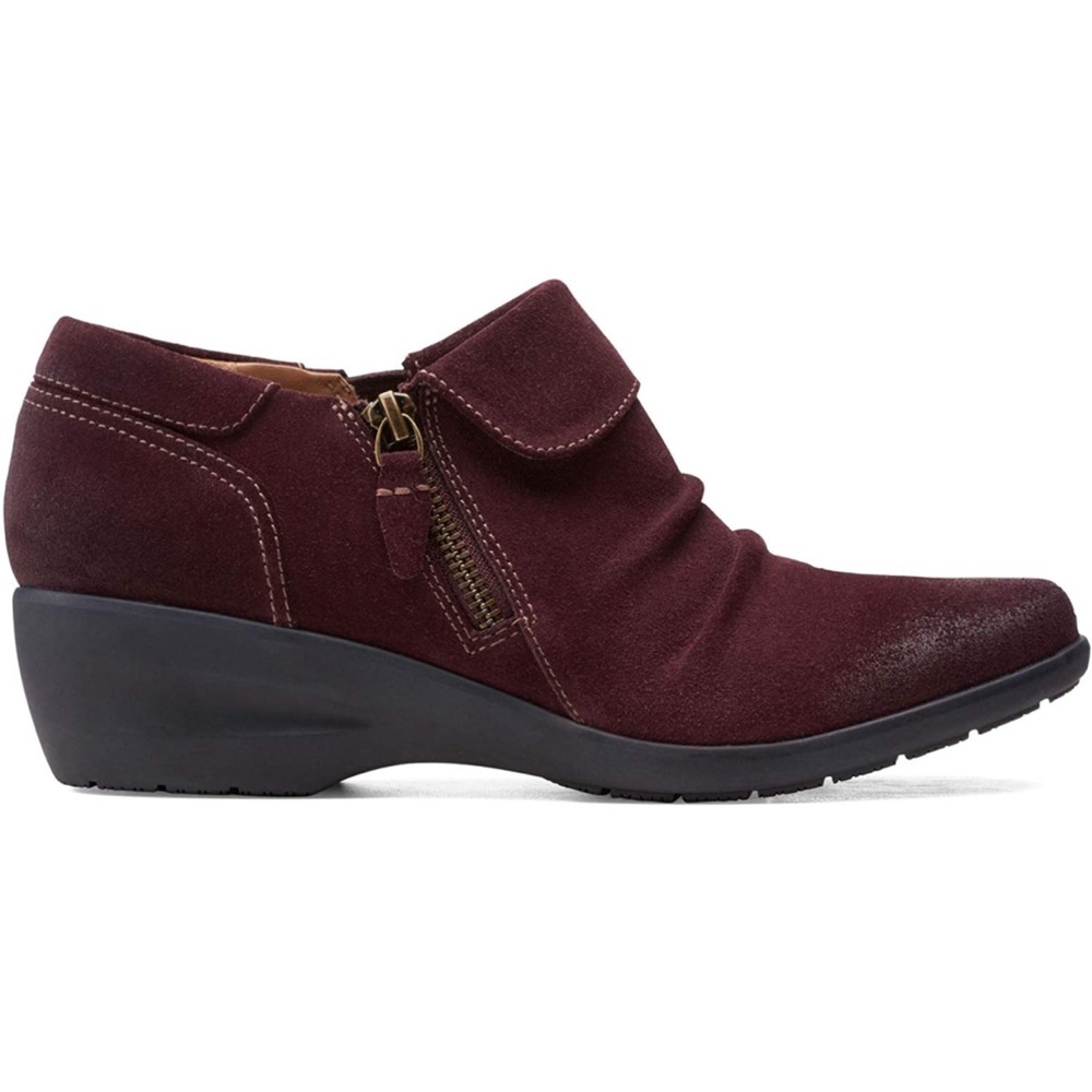 Clarks Women's Rosely Lo Bootie, Burgundy Suede